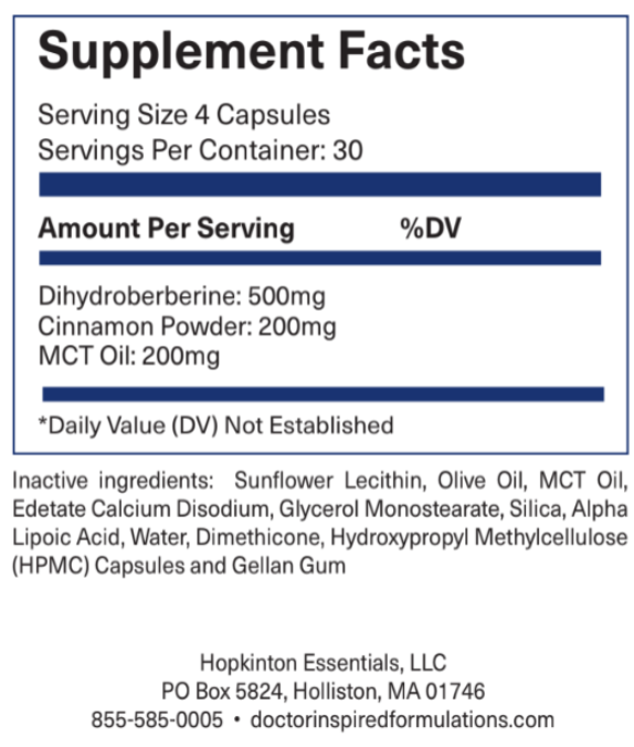 Berberine, Cinnamon & MCT Oil - 120 caps