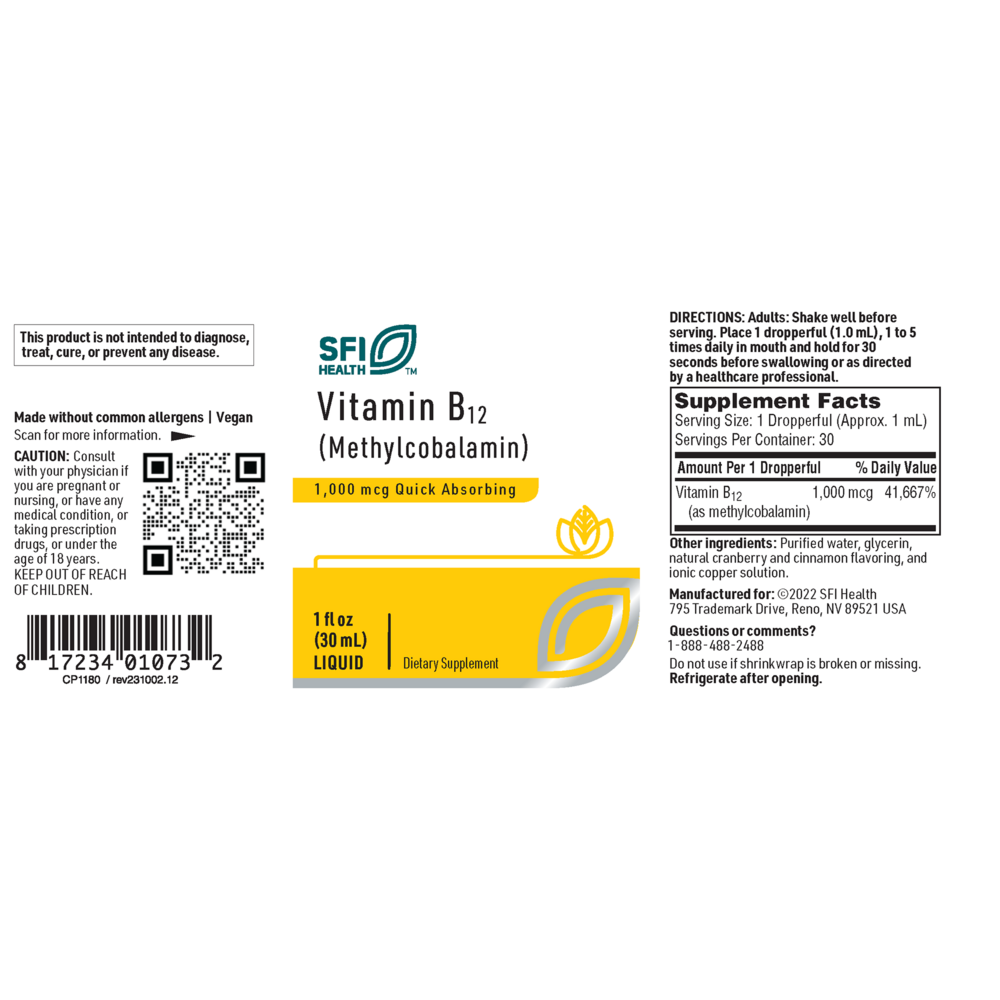 Vitamin B12 Liquid 1000mcg, Klaire/SFI