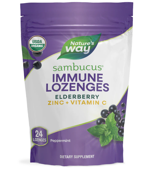 Zinc Lozenges Organic Sambucus Elderberry - 24 loz