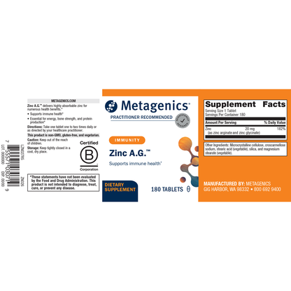 Zinc A.G. 20mg - 60 tabs